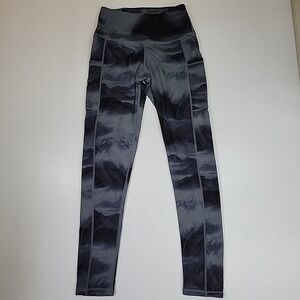 Oalka Women's Workout Pants Active Jogger Black/Gray Size XS Pockets Stretch EUC